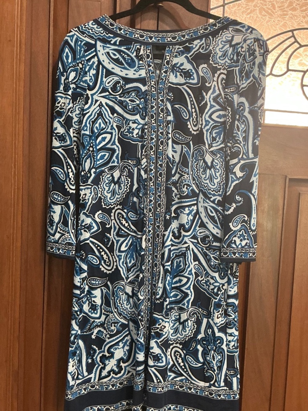 I.N.C. Blue & White 3/4 Sleeve Shift Dress